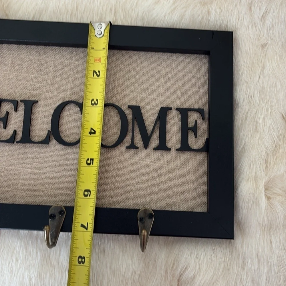 Black Welcome Wall Decor with Hooks